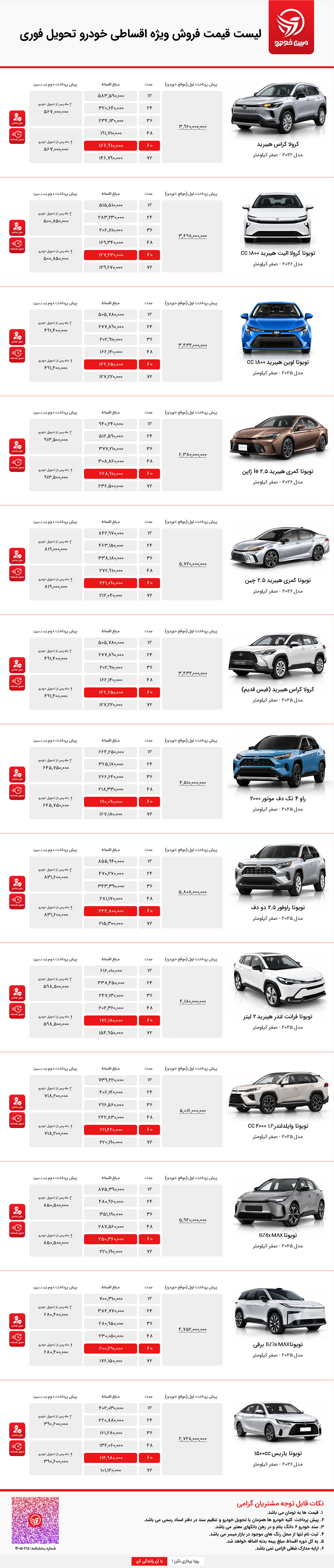 فروش اقساطی تویوتا
