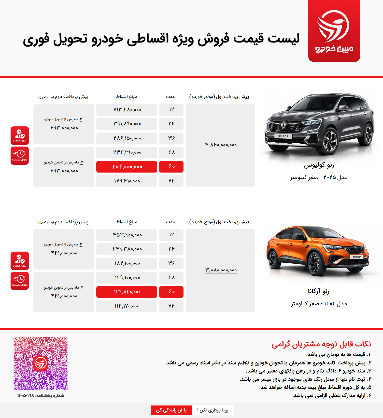 فروش اقساطی رنو