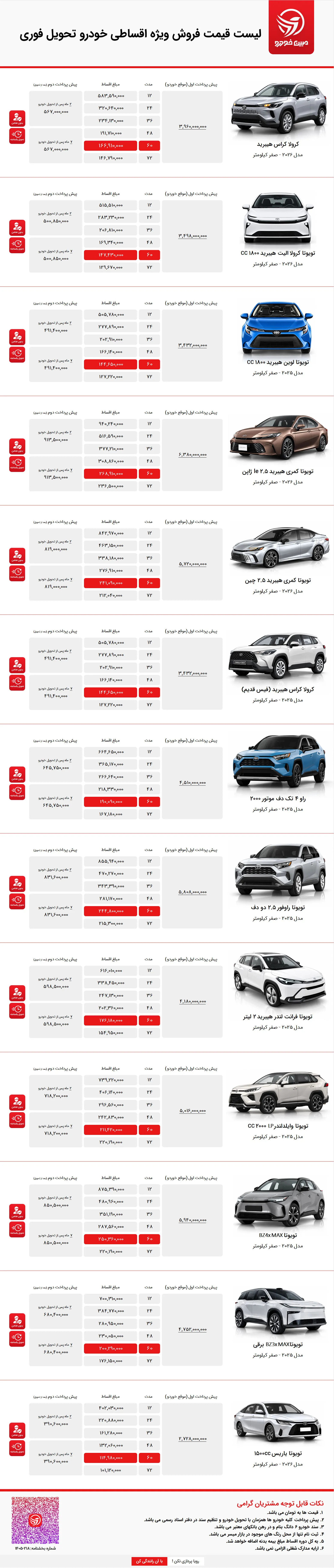 فروش اقساطی تویوتا
